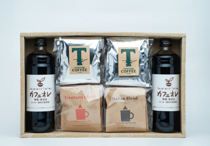 【ギフト用】2本セット-カフェオレ2本（無糖）&ドリップバッグ10袋&コーヒーバッグ10袋
